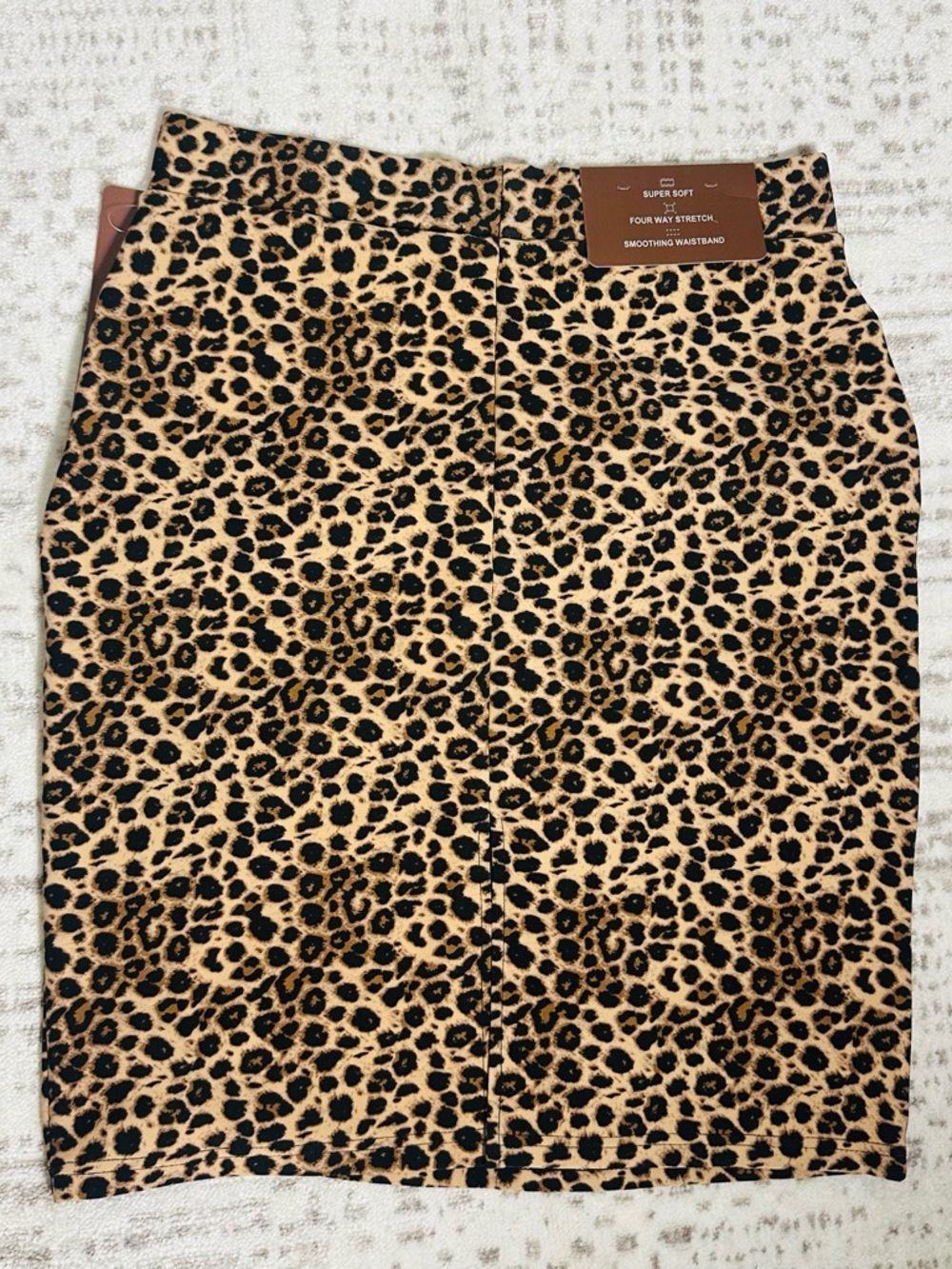 Leopard Print High-Waist Pencil Skirt - Black/Beige - Picture 8 of 9